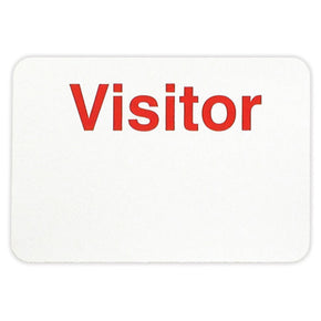 Adhesive non-expiring badge (handwritten) with printed "VISITOR"