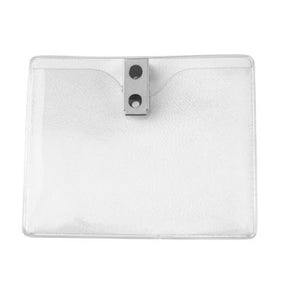 Clear Vinyl Horizontal Badge Holder with 2-Hole Clip, 3.94" x 3.03"