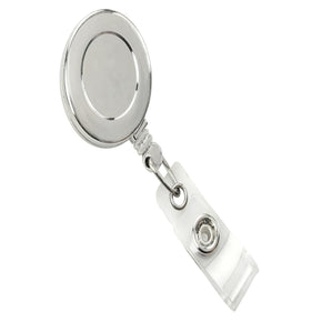 Chrome (Plastic) Badge Reel with Clear Vinyl Strap & Spring Clip