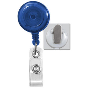 Translucent Blue Badge Reel with Clear Vinyl Strap & Spring Clip