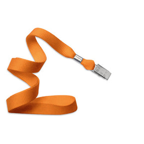 Orange 5/8" (16 mm) Lanyard with Nickel-Plated Steel Bulldog Clip