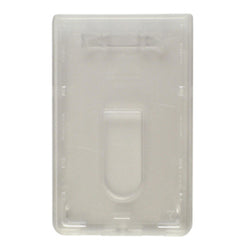 Rigid Plastic Vertical Top Loading Badge Holder with thumb slot and UV protection, 2.13