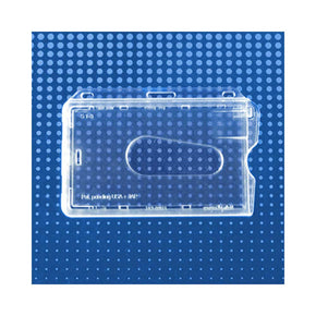 Premium Rigid Plastic Horizontal Side Loading Badge Holder with thumb slot and UV protection, 3-3/8" x 2-1/8"