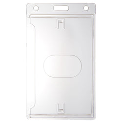 Economy Rigid Plastic Vertical Side Loading Badge Holder with thumb slot, 2-1/8
