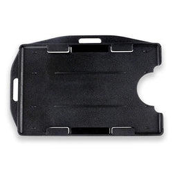 Rigid Plastic Horizontal-Vertical Open Face Two-card Badge Holder, black, 2-3/8