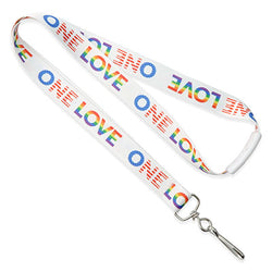 White Lanyard Printed with One Love pride colors.  | IDenticard.ca