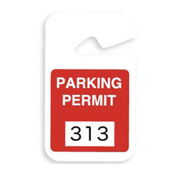 Red plastic non-expiring parking permit (301-400)