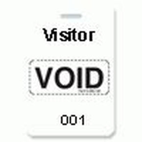 Reusable White Plastic Void Badge with Printed "VISITOR"