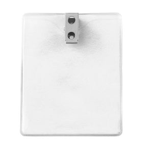Clear Vinyl Vertical Badge Holder with 2-Hole Clip, 3.13" x 3.75"