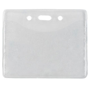 Clear Vinyl Horizontal Badge Holder with Slot and Chain Holes, 3.3" x 2.5"