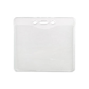 Clear Vinyl Horizontal Badge Holder with Slot and Chain Holes, 4" x 3.17"
