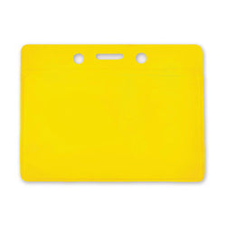 Clear Vinyl Horizontal Badge Holder with Yellow Color Back, 3.5