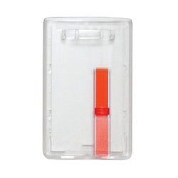 Frosted Rigid Plastic Vertical Card Dispenser with Red Extractor Slide, 2.15