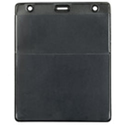 Vinyl Vertical Credential Wallet with slot and chain holes, black, 4-22-25