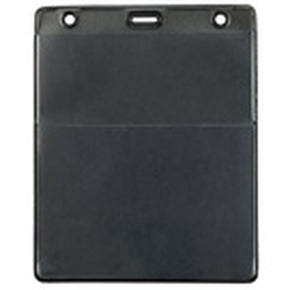 Vinyl Vertical Credential Wallet with slot and chain holes, black, 4-22-25" x 4-1/4", 3" x 4-1/4"