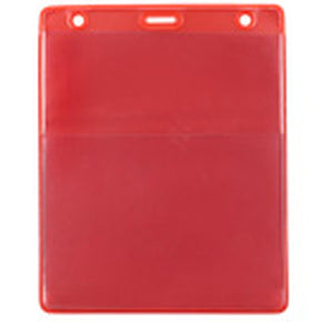 Vinyl Vertical Credential Wallet with slot and chain holes, red, 4-22-25" x 4-1/4", 3" x 4-1/4"