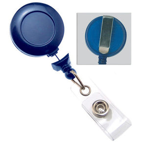 Royal Blue No-Twist Badge Reel with Clear Vinyl Strap & Belt Clip
