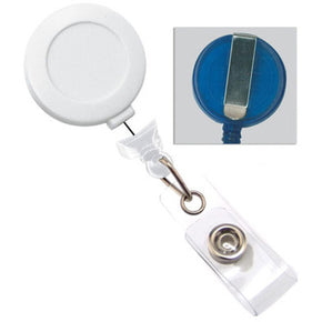 White No-Twist Badge Reel with Clear Vinyl Strap & Belt Clip