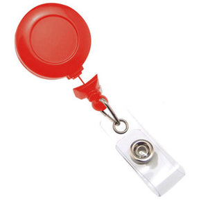 Red No-Twist Badge Reel with Clear Vinyl Strap & Belt Clip