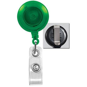 Translucent Round Badge Reel with Strap and Belt Clip