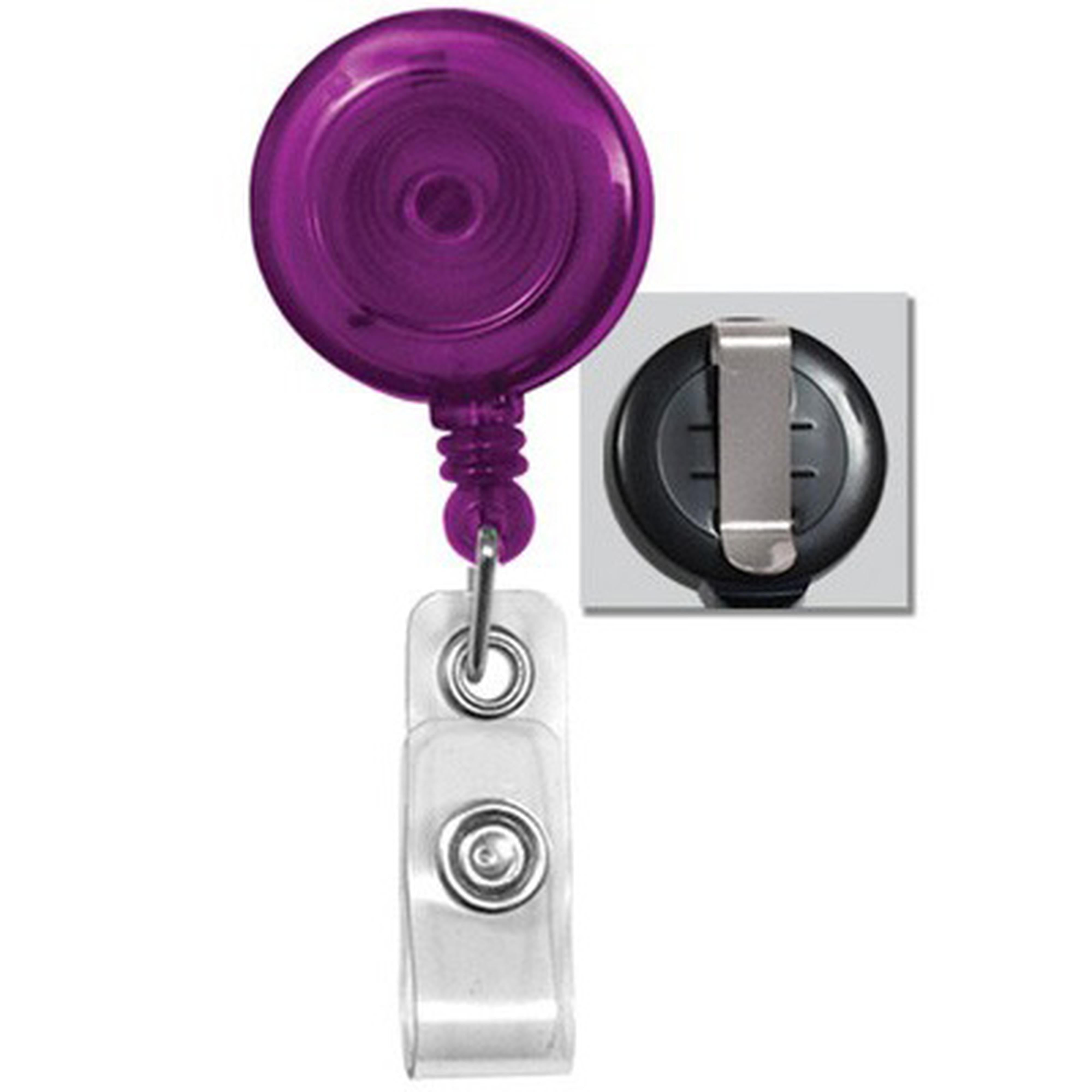 Clip-On Retractable Badge Holder with Slide Clip - Translucent