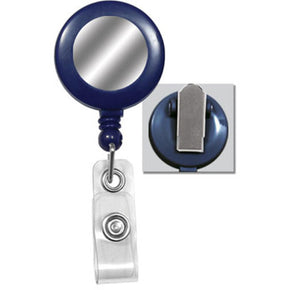 Blue Badge Reel with Silver Sticker, Clear Vinyl Strap & Spring Clip