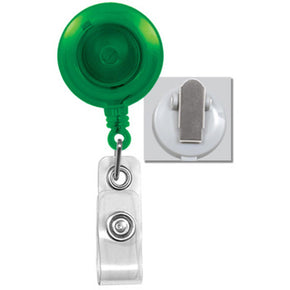 Translucent Green Badge Reel with Clear Vinyl Strap & Spring Clip
