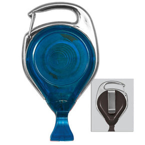 Translucent Blue Proreel (Carabiner Style) with Card Clip & Belt Clip