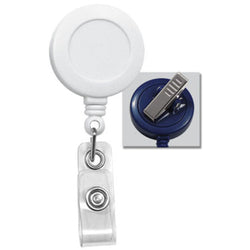 White Round Badge Reel With Strap And Swivel Clip