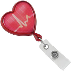 Red Translucent Heart-Shaped Badge Reel With Strap