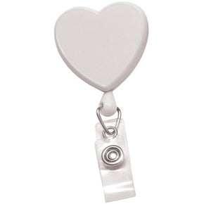 White Translucent Heart-Shaped Badge Reel With Strap