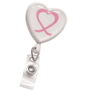 White Badge Reel with Domed Awareness Label, Clear Vinyl Strap & Swivel Spring Clip