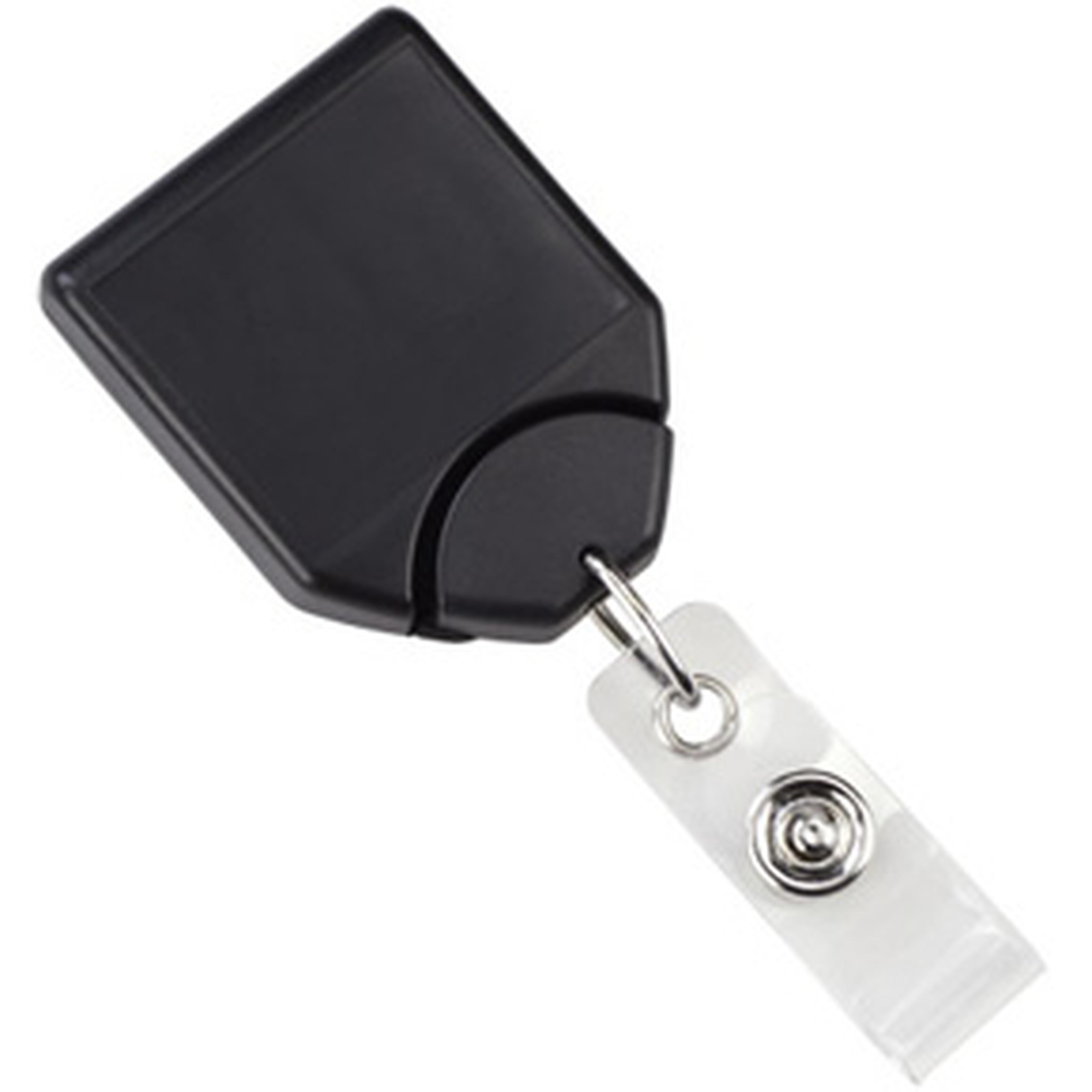 Black B REEL® Badge Reel with swivel-clip with teeth