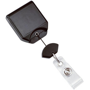 Black B REEL® Badge Reel with swivel-clip with teeth