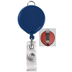 Blue Badge Reel with Clear Vinyl Strap & Belt Clip