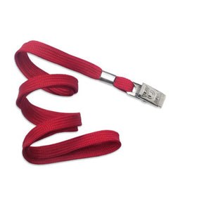 Red 3/8" (10 mm) Lanyard with Nickel-Plated Steel Bulldog Clip