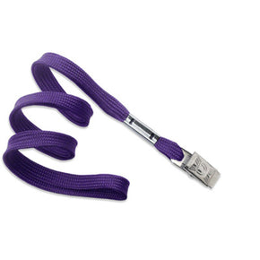 Purple 3/8" (10 mm) Lanyard with Nickel-Plated Steel Bulldog Clip
