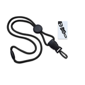 Black 1/4" (6 mm) Lanyard with Round Slider, Breakaway & DTACH Plastic Swivel Hook