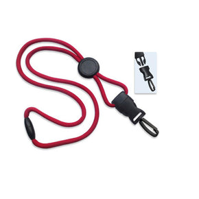 Red 1/4" (6 mm) Lanyard with Round Slider, Breakaway & DTACH Plastic Swivel Hook