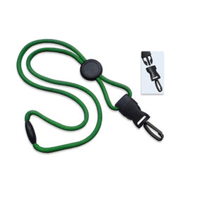 Green 1/4" (6 mm) Lanyard with Round Slider, Breakaway & DTACH Plastic Swivel Hook