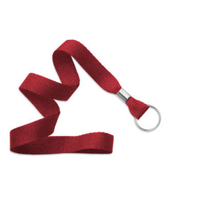 Red 5/8" (16 mm) Lanyard with Nickel-Plated Steel Bulldog Clip