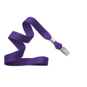 Purple 5/8" (16 mm) Lanyard with Nickel-Plated Steel Bulldog Clip