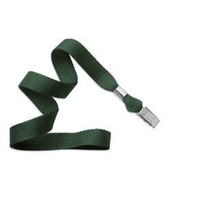 Forest Green 5/8" (16 mm) Lanyard with Nickel-Plated Steel Bulldog Clip