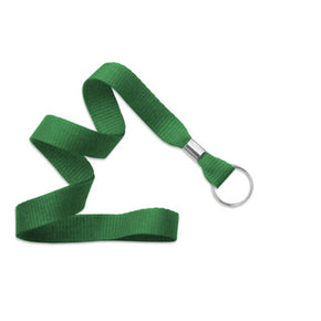 Green 5/8" (16 mm) Lanyard with Nickel-Plated Steel Split Ring