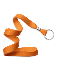 Orange 5/8" (16 mm) Lanyard with Nickel-Plated Steel Split Ring