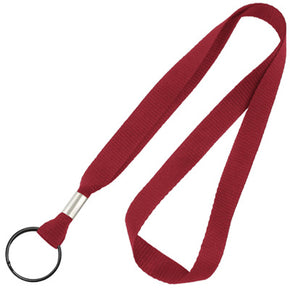 Red 5/8" (16 mm) Lanyard with Nickel-Plated Steel Split Ring