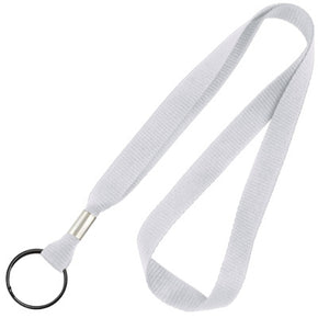 White 5/8" (16 mm) Lanyard with Nickel-Plated Steel Split Ring