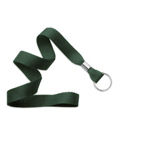 Forest Green 5/8" (16 mm) Lanyard with Nickel-Plated Steel Split Ring
