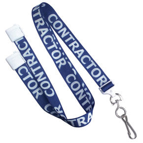 5/8" (16 mm) Pre-Printed "CONTRACTOR" Lanyards