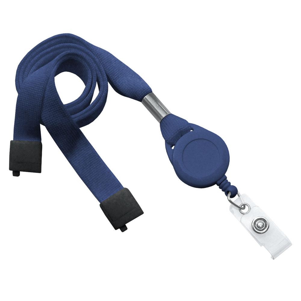 Flat Tubular 5/8 Lanyard with Breakaway, Slotted Reel and Clear Vinyl Strap
